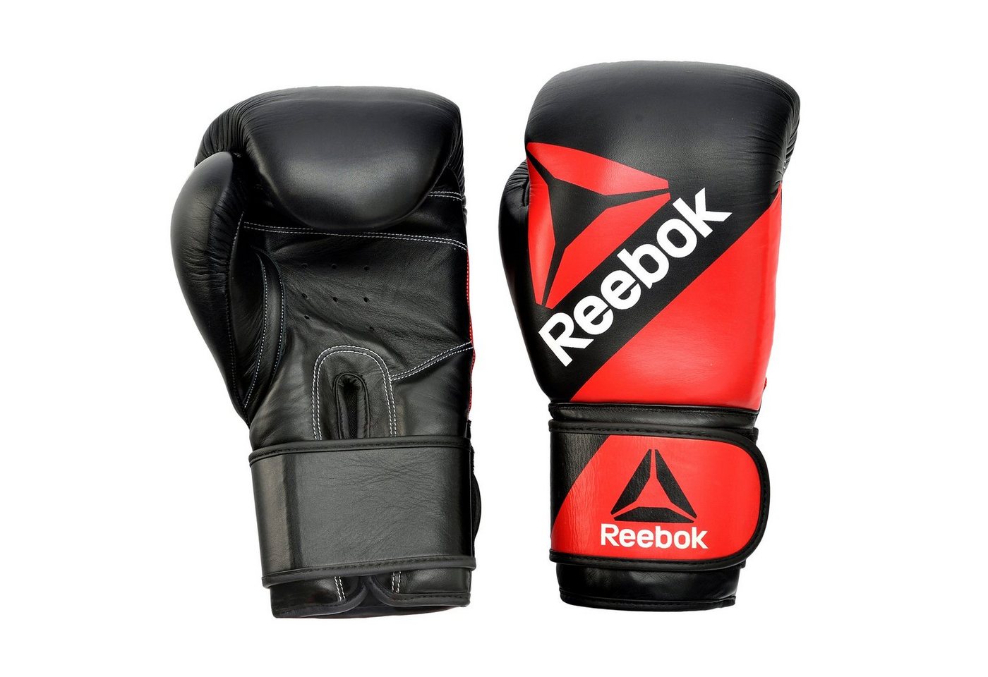 Reebok Boxhandschuhe Combat Leder-Boxhandschuhe Rot/Schwarz, mit gepolsterten Griffbügel von Reebok