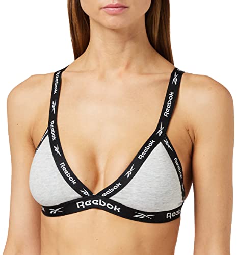 Reebok Triangel-Bralette für Damen in Grau, Low Impact Activewear Cropped Bügel-BH-Oberteil aus Baumwolle von Reebok