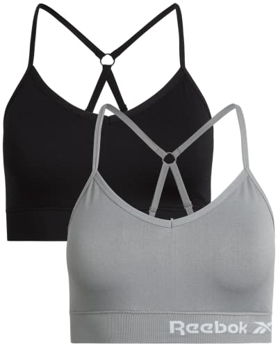 Reebok Damen-BH – nahtlose Performance Cami Bralette (2er-Pack), Schwarzes Haarkleder, Medium von Reebok