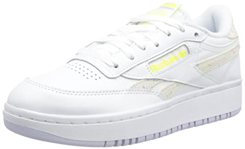 Reebok Damen Club C Double Turnschuh Sneaker, Ftwr White Lucid Lilac Solar Acid Yellow, 38.5 EU von Reebok