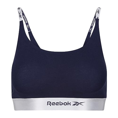 Reebok Damen Crop Top in Marineblau | Bequemer Baumwoll-BH für Fitness mit geringer Belastung, mit herausnehmbaren Pads und Mikrofaser-Unterband von Reebok