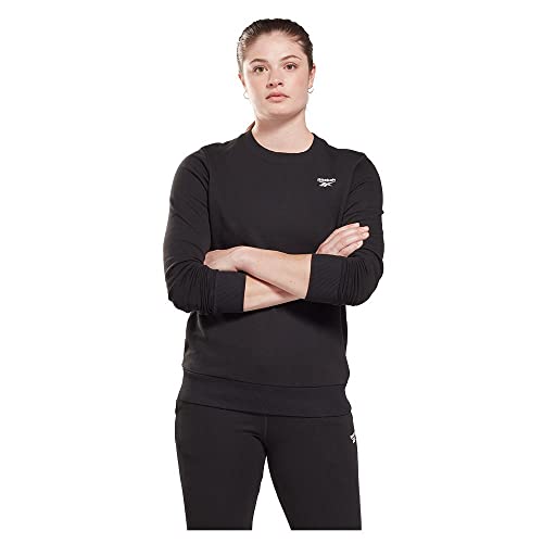 Reebok Damen Identity Small Logo French Terry Crew Langärmeliges Sweatshirt, Schwarz, S von Reebok