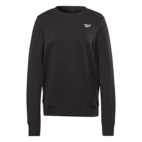 Reebok Damen Identity Small Logo French Terry Crew Langärmeliges Sweatshirt, Schwarz, S von Reebok