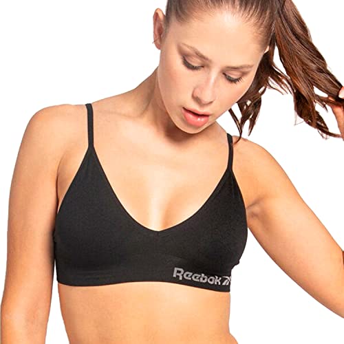 Reebok Damen Justine Nahtloser BH, Schwarz, L von Reebok