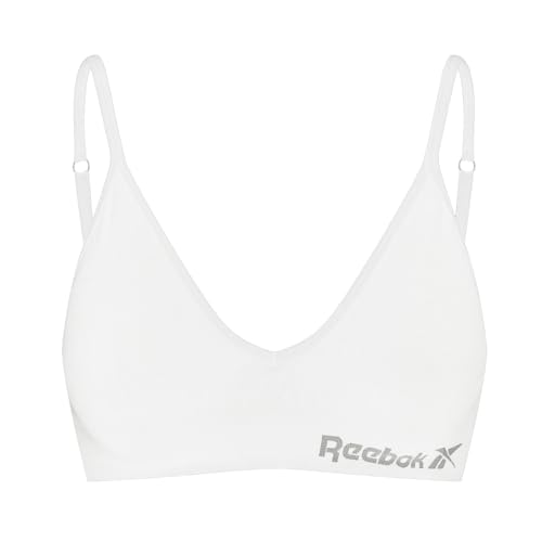 Reebok Damen Seamless Bra in Weiß, Crop-Top für geringe Belastung beim Fitnesstraining | Bequem und dehnbar mit Feuchtigkeitsableitungstechnologie von Reebok