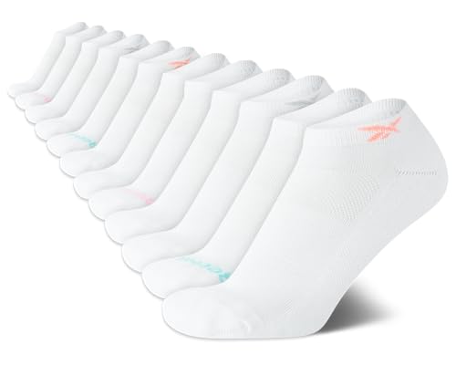 Reebok Damen No Show Athletic Breathable Low Cut Gepolsterte Socken (12er-Pack), Reines Weiß, 36.5-43 EU von Reebok