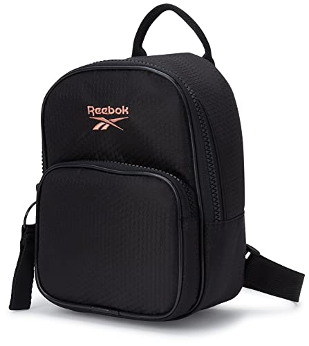 Reebok Damen Rucksack - Leichter Mini Essential Rucksack - Kleine Casual Reisetasche für Frauen, Schwarz mit rotgoldenem Logo, Einheitsgröße, Rbk Mini Rucksäcke von Reebok