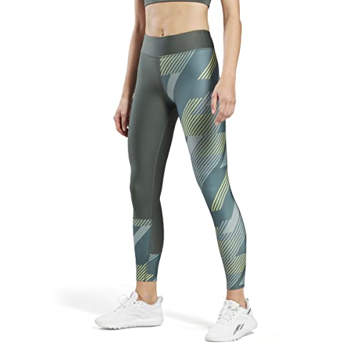 Reebok Damen Running All Over Print Leggings, Chalk Green, XXL von Reebok