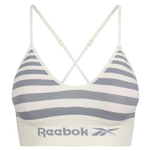 Reebok Damen Seamless Bra in Grau und Weiß herausnehmbaren Pads | Crop-Top für Fitness mit geringer Belastung | Bequem und dehnbar mit Feuchtigkeitsableitungstechnologie. von Reebok