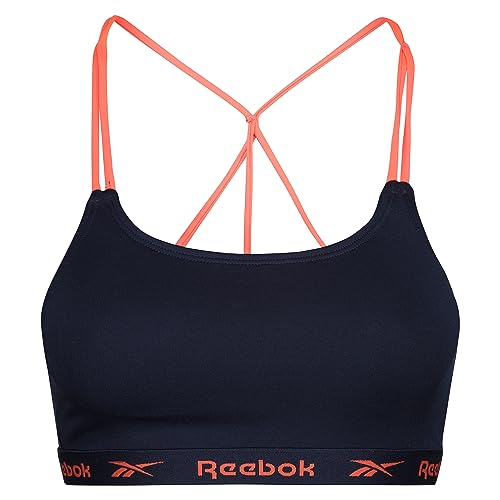 Reebok Damen Sport Crop Bra in Blau | Fitness-Unterwäsche mit geringer Belastung, Feuchtigkeitsableitung und abnehmbaren Pads | Super weicher Mikrofaser-Unterband von Reebok