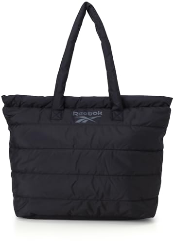 Reebok Damen Tragetasche, gesteppt, für Sport, Fitnessstudio, Umhängetasche, lässige Handtasche, Schwarz/Graues Logo, Einheitsgröße von Reebok