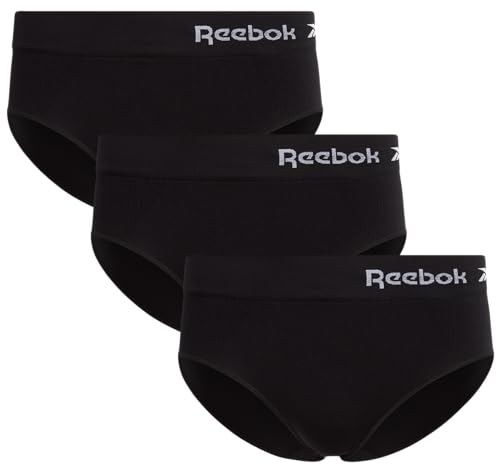 Reebok Damen Unterwäsche - Nahtlose Hipster Slips (3er Pack), Schwarz/Schwarz/Schwarz, L von Reebok