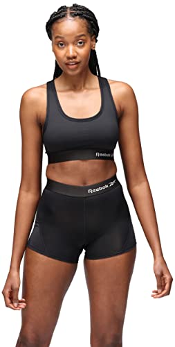 Reebok Women's Women’s Crop, Stretch Cropped Wireless Sports Top with Racer Back-Black Training Bra, Schwarz, M von Reebok