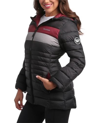 Reebok Pufferjacke für Damen, wetterbeständig, warm, verstaubar, Wintermantel für Damen, lässige Steppjacken für Damen, Schwarz (Jet Black), S von Reebok
