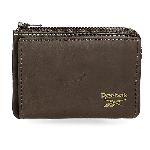 Reebok Division Geldbörse mit Kartenfach, Braun, 11 x 7 x 1,5 cm, Leder, braun, Talla única, Geldbörse mit Kartenhalter von Reebok