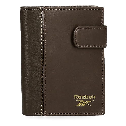 Reebok Division Vertikale Geldbörse mit Klickverschluss, Braun, 8,5 x 10,5 x 1 cm Leder, braun, Talla única, Vertikale Geldbörse mit Klickverschluss von Reebok