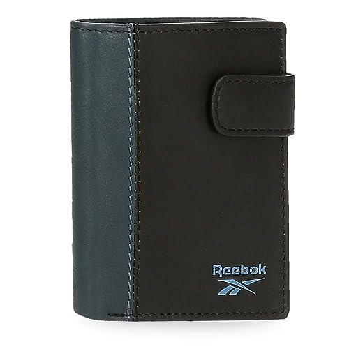 Reebok Division Vertikale Geldbörse mit Klickverschluss, Schwarz, 8,5 x 10,5 x 1 cm Leder, Schwarz, Talla única, Vertikale Geldbörse mit Klickverschluss von Reebok