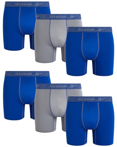 Reebok Herren-Boxershorts – 6er-Pack athletische Boxershorts mit Konturbeutel – Performance-Unterwäsche für Männer (Größen: S-XL), Größe XL, Surf the Web/Monument/Surf the Web von Reebok
