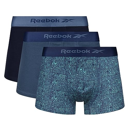 Reebok Herren Calzoncillos Tipo Bóxer para Hombre En Color Azul Marino/Estampado Algodón Con Interior Impreso, Paquete De 3 Boxershorts, Vector Navy/Cyber Mint Print/Blue, M von Reebok