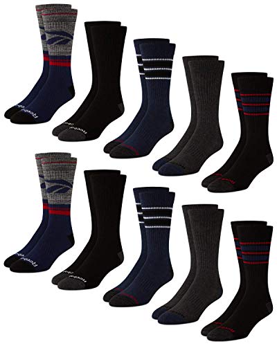 Reebok Herren Crew-Socken – 10er-Pack Stretch Performance gepolsterte Crew-Socken – Fußgewölbeunterstützung Sportsocken für Herren (39-47) von Reebok