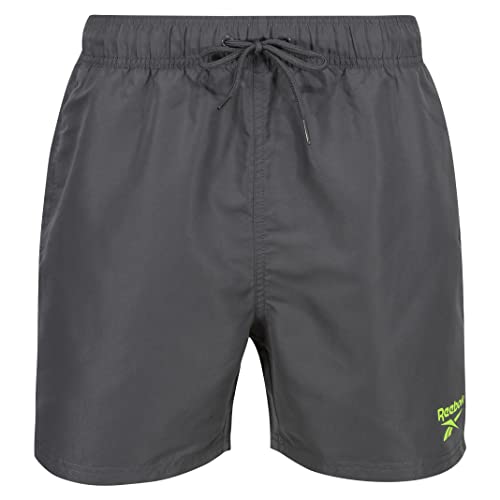 Reebok Herren Grau, Polyester, schnelltrocknend, Erwachsenen-Shorts Badehose, S 7-9 von Reebok