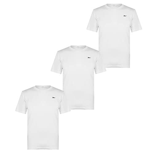 Reebok Herren Kurzärmliges Santo T-Shirt mit Rundhalsausschnitt, Multipack Basic Baumwoll-Mischgewebe, kurzärmelig, Weiß, M von Reebok