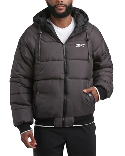 Reebok Herren Pufferjacke – Schwerer, wetterbeständiger gesteppter Puffermantel mit Rippbündchen – Skijacken für Herren (Größen: M-XXL), dunkelgrau, X-Large von Reebok