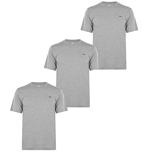 Reebok Herren Kurzärmliges Rundhalsausschnitt T-Shirt, Grau, L von Reebok