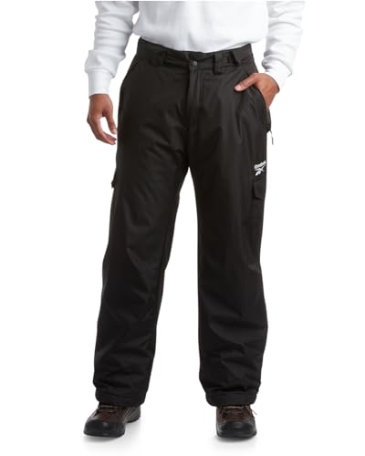 Reebok Herren Schneehose - Schwere, wasserdichte Snowboardhose mit Cargotaschen, Schneegamaschen - Skihose für Herren, M-XXL, Größe XL, Schwarz von Reebok