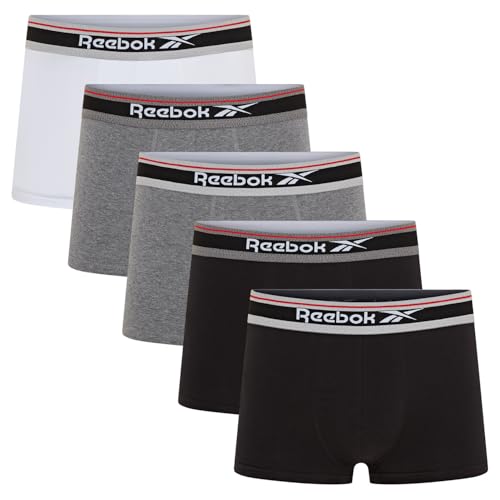 Reebok Herren-Sport-Boxershorts JAY – 5er-Pack Schwarz/Anthrazit-Meliert/Weiß von Reebok
