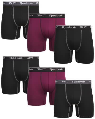 Reebok Herren Sport Soft Performance Boxershorts (6er-Pack), Violett/Schwarz/Schwarz, Large von Reebok