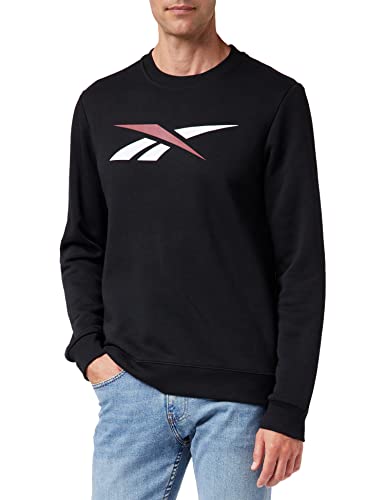 Reebok Herren Training Essentials Vector Crew Sweatshirt, Schwarz/Klassisch Burgunderrot, XL von Reebok