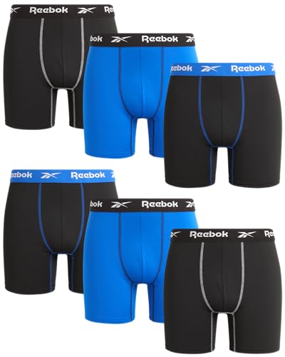 Reebok Herren Unterwäsche - Active Performance Boxershorts (6er-Pack), Größe L, SchwarzSchwarzblau von Reebok