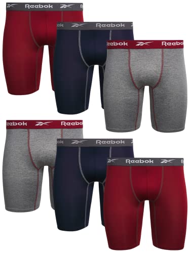 Reebok Herren Unterwäsche Lange Bein-Boxershorts (6er-Pack), Größe L, Rot/Marineblau/Anthrazitgrau von Reebok