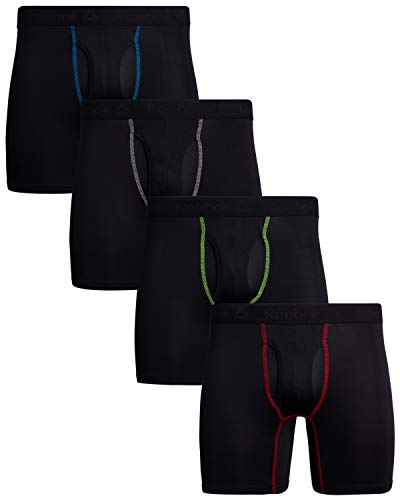 Reebok Herren Unterwäsche - Performance Boxershorts mit Hosenschlitzbeutel (4er-Pack), Größe XXL, schwarz von Reebok