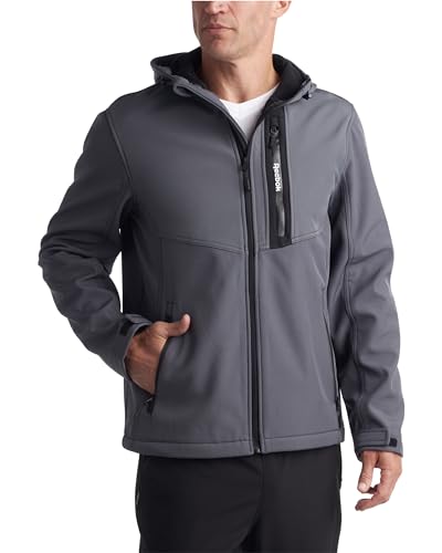 Reebok Herrenjacke – leichte Softshell-Jacke mit Kapuze – lässiger wetterbeständiger Mantel für Herren (S-XXL), Dunkelgrau, XL von Reebok