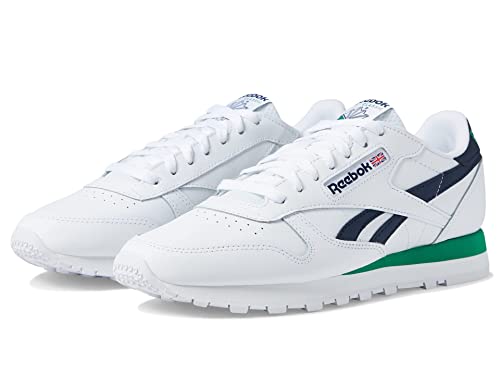 Reebok Klassischer Damen-Sneaker aus Leder, Weiß/Vector Navy/Glen Green, 42 EU von Reebok