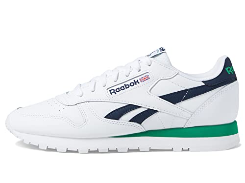 Reebok Klassischer Leder-Sneaker, Weiß/Vector Navy/Glen Green, 45.5/47 EU von Reebok