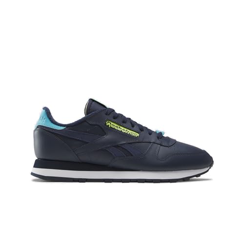 Reebok Klassischer Leder-Sneaker für Erwachsene, Vector Navy/Acid Yellow/Bold Cyan, 5 Women/3.5 Men von Reebok