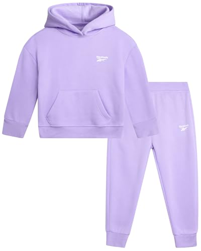 Reebok Kleinkind-Mädchen-Sweatanzug-Set – 2-teiliges Performance-Fleece-Kapuzen-Sweatshirt und Jogginghose für Mädchen, Lavendel, 3 Jahre von Reebok