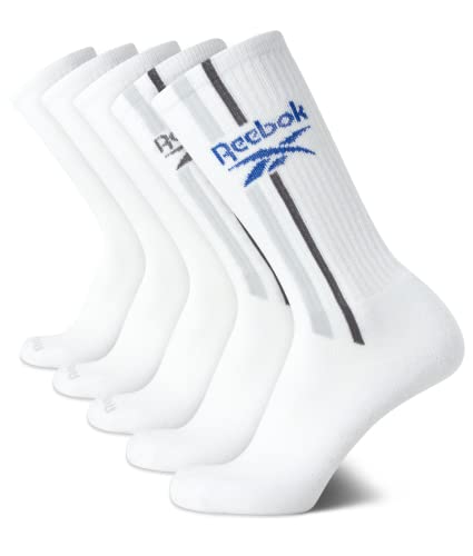 Reebok Men’s Athletic Socks – Comfort Cushion Performance Crew Socks (5 Pack), Size Shoe Size: 6-12.5, White von Reebok