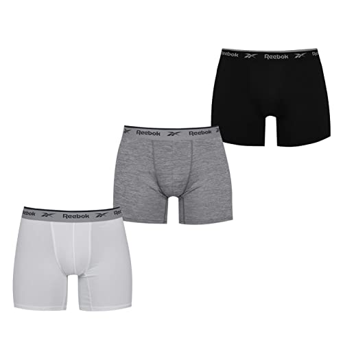 Reebok Men's Mens Sports Trunk Ainslie 3pk Black/White/Grey Marl Boxer Shorts, L von Reebok