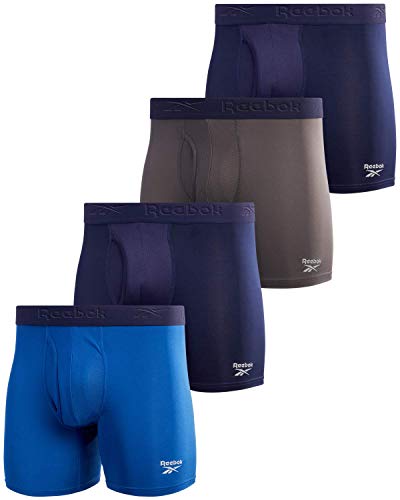 Reebok Men's Performance Boxer Briefs (4 Pack) (Large, Navy/Grey/Blue) von Reebok