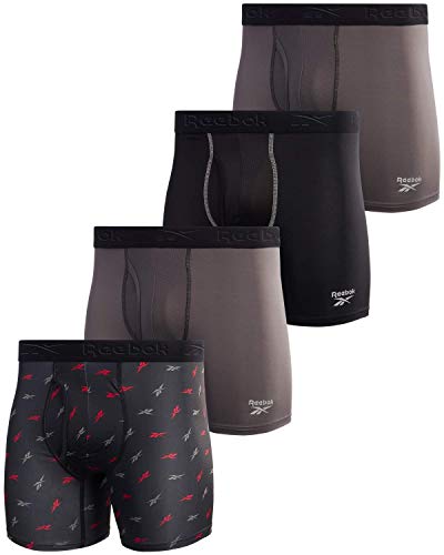 Reebok Men's Performance Boxer Briefs (4 Pack) (X-Large, Grey/Black/Print) von Reebok