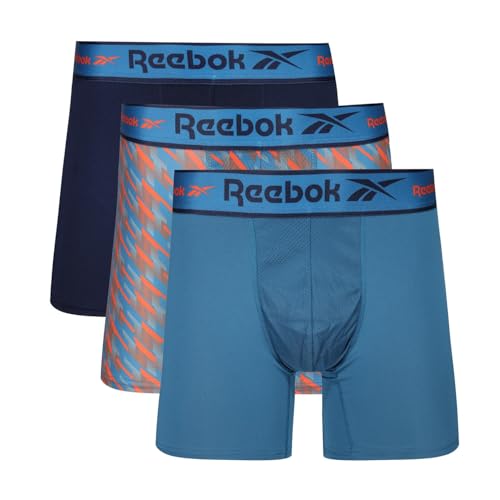 Reebok Mens Sports Trunks with Moisture Wicking, Logo Branded Elasticated Waistband Badehose, von Reebok