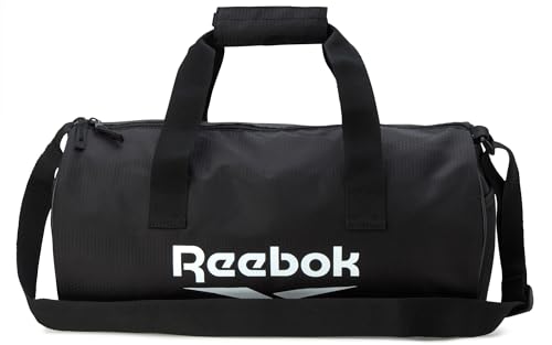 Reebok Seesack – leichte Unisex Handgepäcktasche – Einheitsgröße Sport & Reise Seesack für Damen und Herren, Plyo Tiefschwarz mit weißem Logo, Einheitsgröße von Reebok