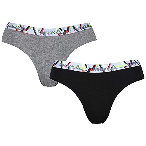 REEBOK Payton Damen-Slips, 2er-Pack, Grau/Schwarz/Neon-Print von Reebok