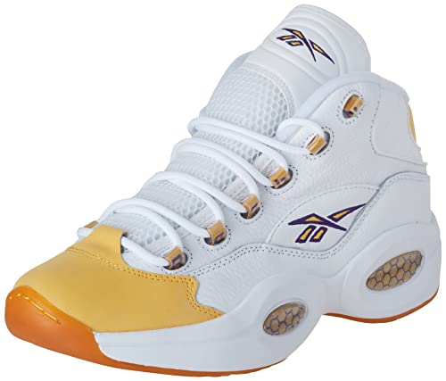 Reebok Herren Question Mid Fitness Gym Basketballschuhe, Weiß/gelber Faden/Ultraviolett, 44.5 EU von Reebok