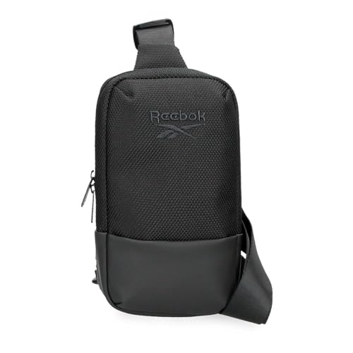 Reebok Roger Crossbody-Umhängetasche, Schwarz, 12,5 x 24 x 5,5 cm, Polyester mit Details aus Kunstleder von Joumma Bags, Schwarz, Umhängetasche von Reebok