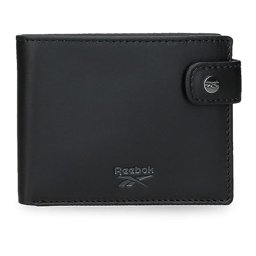 Reebok Switch Horizontale Geldbörse mit Klickverschluss, Schwarz, 11 x 8,5 x 1 cm, Leder, Schwarz, Talla única, Horizontale Brieftasche mit Klickverschluss von Reebok